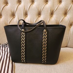 Henri Bendel Black Leather Tote Bag